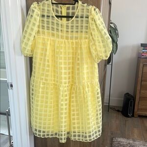 English Factory Yellow Puff Sleeve Sundress